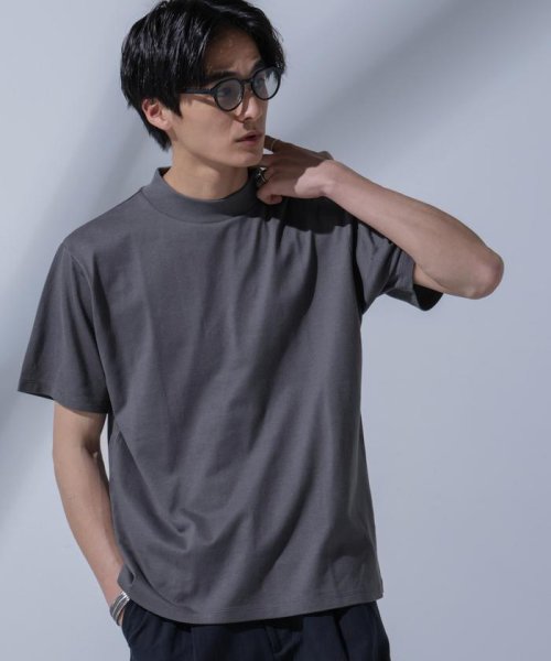 nano・universe(ナノ・ユニバース)/Anti Soaked(R)汗染み防止 モックネックTシャツ/チャコール3