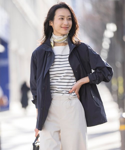 【洗える・撥水】マイクロタフタ フーデッド ショート コート 