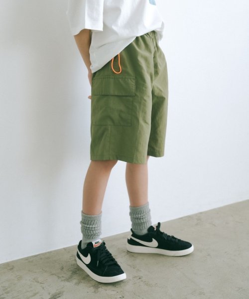 green label relaxing （Kids）(グリーンレーベルリラクシング（キッズ）)/TJ タッサーカーゴ ショートパンツ 140cm－160cm/OLIVE