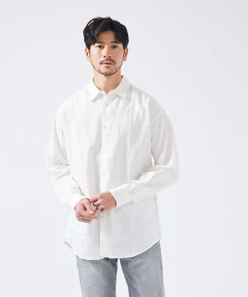 ABAHOUSE(ABAHOUSE)/【LUXE Linen Solaro】長袖 リネンシャツ/オフホワイト