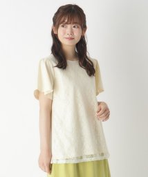  LAURA ASHLEY(ローラアシュレイ)/【身頃綿100％/洗える】フロントレースTシャツ/オフホワイト（003）