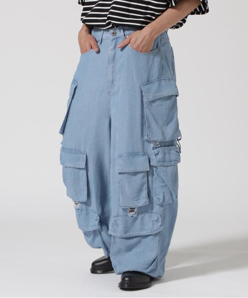 LHP(エルエイチピー)/DankeSchon/PREMIUM RELUX DENIM ICEWASH CARGOPANTS/サックス1