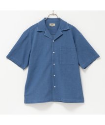 MAC HOUSE(men)(マックハウス（メンズ）)/GOOD CREW グッド クルー メッシュデニム半袖シャツ QMH/03917SS/ブルー