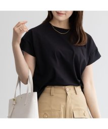 MAC HOUSE(women)(マックハウス（レディース）)/HusHusH ハッシュアッシュ 袖切替半袖Tシャツ P42－18400/ブラック