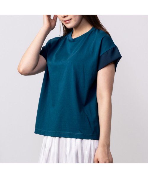 MAC HOUSE(women)(マックハウス（レディース）)/HusHusH ハッシュアッシュ 袖切替半袖Tシャツ P42－18400/ブルー