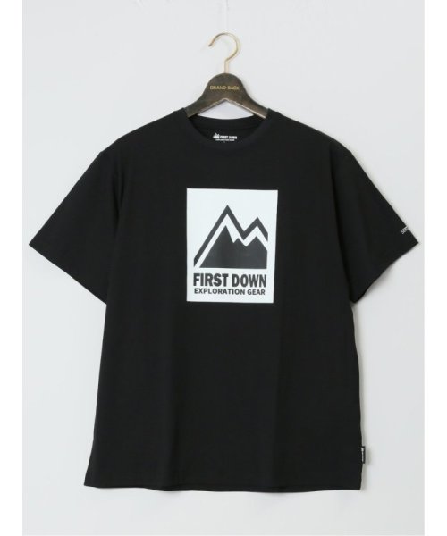 GRAND-BACK(グランバック)/【大きいサイズ】ファーストダウン/FIRST DOWN 軽量撥水 クルーネック半袖Tシャツ/ブラック