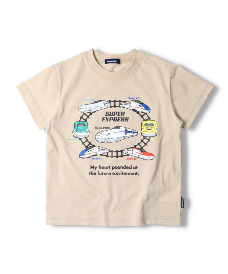 【子供服】 moujonjon (ムージョンジョン) 日本製 新幹線電車集合半袖Tシャツ 90cm～130cm F32809