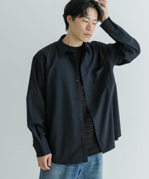 URBAN RESEARCH(アーバンリサーチ)/WASHABLEウールレギュラーカラーシャツ/NAVY