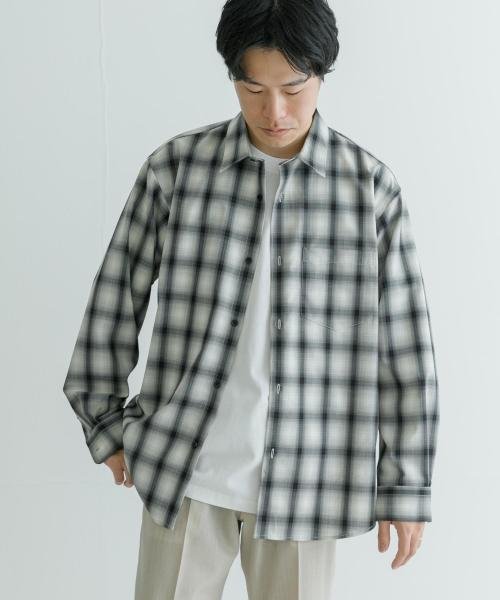 URBAN RESEARCH(アーバンリサーチ)/WASHABLEウールレギュラーカラーシャツ/BLACKCHK