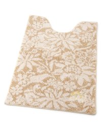  LAURA ASHLEY(ローラアシュレイ)/【洗える/乾きやすい/滑り止め加工】ガーデンブルーム柄　胴長トイレマット/ライトベージュ（151）