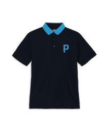 PUMA(プーマ)/メンズ ゴルフ ストレッチ カノコ Pロゴ クレリック 半袖 ポロシャツ/DEEPNAVY