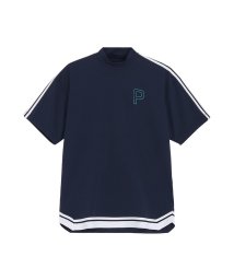 PUMA(プーマ)/メンズ ゴルフ P ストレッチ テープライン リラックス モックネック 半袖 シャツ/DEEPNAVY