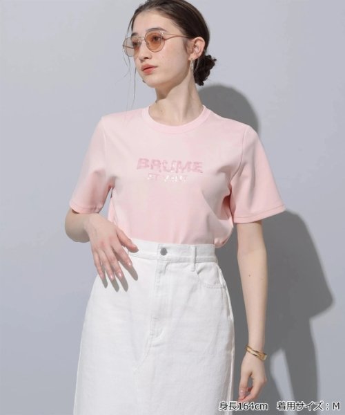 Rirandture(リランドチュール)/スパンコール刺繍Tシャツ/ピンク