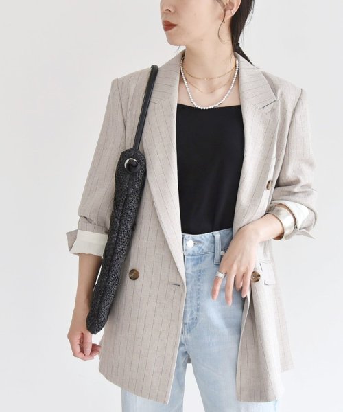 quaranciel:〈手洗い可能〉ストライプ テーラード ジャケット（セットアップ対応） quaranciel