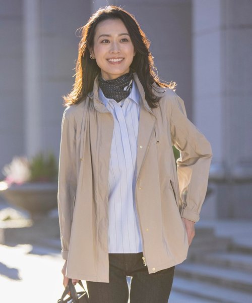 【洗える・撥水】マイクロタフタ フーデッド ショート コート  G1900290816(14414円)