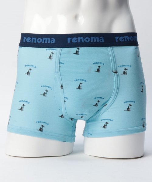renomaPARIS(レノマパリス)/レノマパリス　愛犬＆ロゴ柄　ボクサーパンツ/サックス