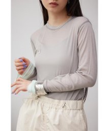 AZUL by moussy(アズールバイマウジー)/レイヤードカフロングシアートップス/GRY