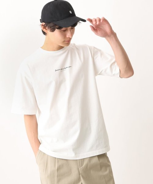 a.v.v (MEN)(アー・ヴェ・ヴェメンズ)/【接触冷感】ミニロゴセミワイドシルエットTシャツ/ホワイト