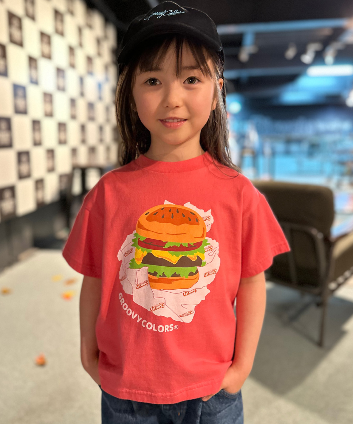 GROOVYCOLORS グルーヴィーカラーズ GROOVY COLORS HAMBURGER Tシャツ ピンク 130cm GROOVYCOLORS グルーヴィーカラーズ GROOVY COLORS HAMBURGER Tシャツ ピンク 130cm