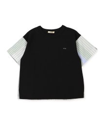 FITH(フィス)/さらさら天竺×ストライプTシャツ/ブラック