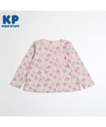 KP(ケーピー)/KP(ケーピー)【日本製】mimiちゃんの花×リボン柄長袖Tシャツ(100～130)/ライトピンク