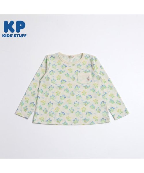 KP(ケーピー)/KP(ケーピー)【日本製】mimiちゃんの花×リボン柄長袖Tシャツ(100～130)/アイボリー