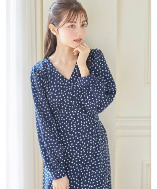 tocco closet/ウエストりぼん付きハートドットプリントVネックワンピース/505966878