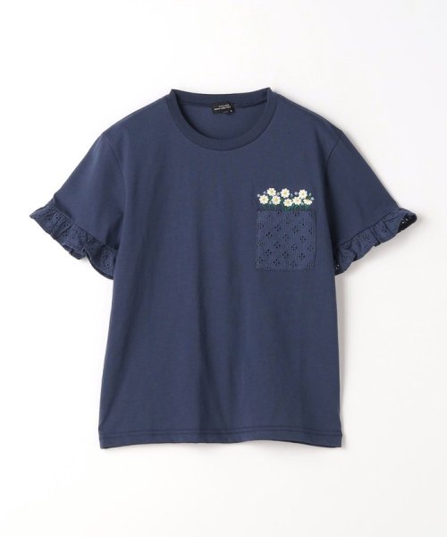 green label relaxing （Kids）(グリーンレーベルリラクシング（キッズ）)/TJ フラワーポケット Tシャツ 100cm－130cm/NAVY