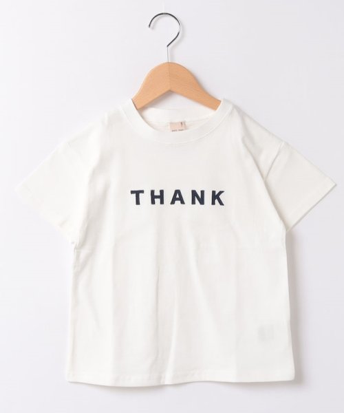 petit main(プティマイン)/【防汚加工】ロゴアップリケTシャツ/オフホワイト