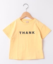 petit main(プティマイン)/【防汚加工】ロゴアップリケTシャツ/イエロー
