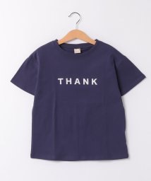 petit main(プティマイン)/【防汚加工】ロゴアップリケTシャツ/紺