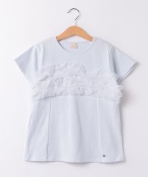 petit main(プティマイン)/【リンク】チュールフリルAラインTシャツ(キッズサイズ)/ライトブルー