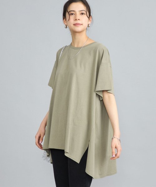 coen(coen)/AラインチュニックTシャツ（WEB限定カラー）/OLIVE