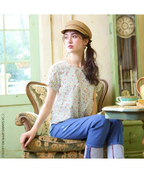 【サンリオキャラクター×リバティプリント】リボン袖ブラウス 着用サイズ 予めご了承ください