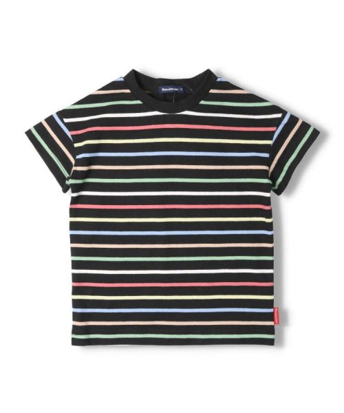子供服】 moujonjon (ムージョンジョン) カラフルボーダー半袖Tシャツ 