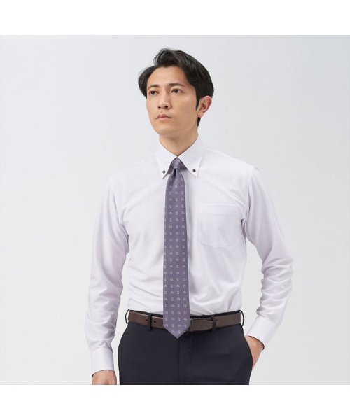 TOKYO SHIRTS(TOKYO SHIRTS)/【ストレッチ】 形態安定 ボットーニボタンダウン 長袖ニットシャツ/パープル