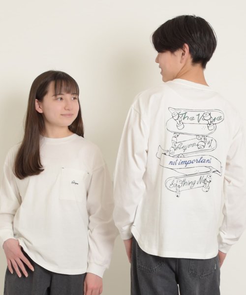 GLAZOS(グラソス)/バックスケートプリント長袖Tシャツ/ホワイト