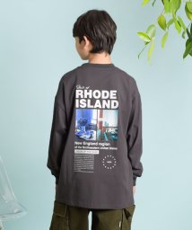 GLAZOS(グラソス)/バックフォトプリント長袖Tシャツ/チャコール