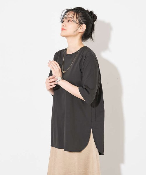 collex(collex)/【接触冷感・UVカット】コンパクトクールチュニックTシャツ/チャコールグレー