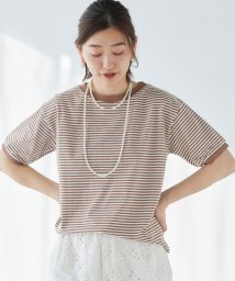 le.coeur blanc(ルクールブラン)/STAR＆STRIPEボーダーTEE/ベージュ柄