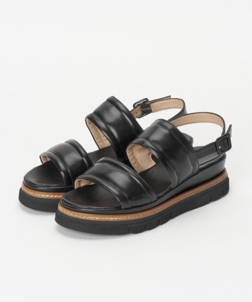 allureville(アルアバイル)/【Luca Grossi(ルカグロッシ)】 DOUBLE BELTED WEDGE SANDAL/ブラック