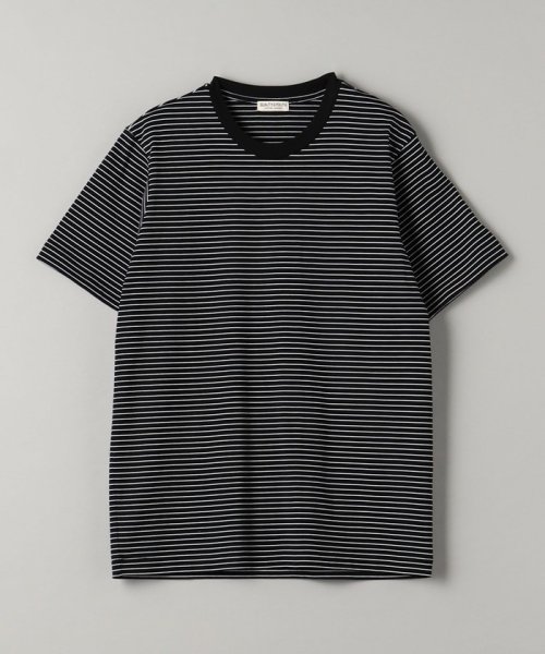 BEAUTY&YOUTH UNITED ARROWS(ビューティーアンドユース　ユナイテッドアローズ)/ハイゲージ ガスコットン ボーダー クルーネック Tシャツ/BLACK