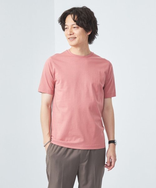 green label relaxing(グリーンレーベルリラクシング)/スパニッシュピマ ミックス クルーネック Tシャツ/PINK