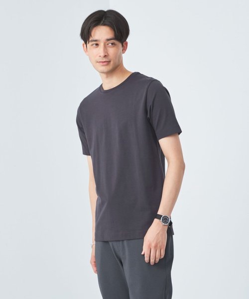 green label relaxing(グリーンレーベルリラクシング)/スパニッシュピマ ミックス クルーネック Tシャツ/DK.GRAY