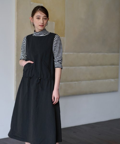 【撥水 洗える】ウエストドロストジャンパースカート 