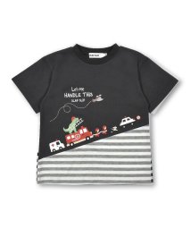 SLAP SLIP/アニマル恐竜はたらくくるまプリントボーダー柄切り替え半袖Tシャツ(80~130c/505997093