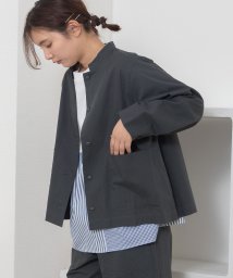 POU DOU DOU(プードゥドゥ)/スタンドカラーシャツジャケット/ダークグレー