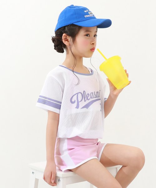 devirock(デビロック)/メッシュTシャツ付き 3Pセパレート水着 子供服 キッズ 女の子 水着 プールグッズ セパレート水着 /ホワイト