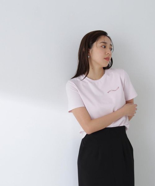 NATURAL BEAUTY BASIC(ナチュラルビューティーベーシック)/クラブロゴクロップドTシャツ/ピンク