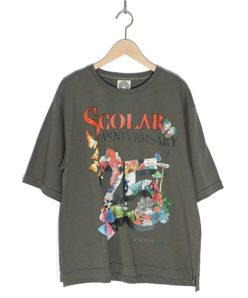 ScoLar(スカラー)/ScoLar25周年アニバーサリーロゴプリントTシャツ/チャコールグレー